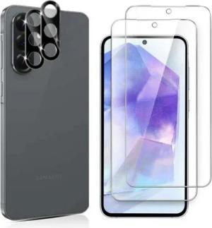 CLM-Tech Displayschutzglas 2X für Samsung Galaxy A36 5G Panzerfolie 2X Kameraschutz für Samsung Galaxy A36 5G, 4er Set Kameraglas Panzerglas 9H, 4 Stück, Anti-Fingerabdruck und blasenfrei Anbringung