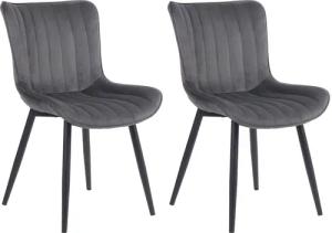 CLP 2er Set Stühle Largo I Samt- Oder Kunstlederbezug I Gepolsterter Esszimmerstuhl I Lehnstuhl mit 4-Fuß Metallgestell