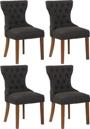 CLP 4er Set Esszimmerstühle Franca Stoff I Gepolsterte Sitze I Vierfußgestell Aus Kautschukholz