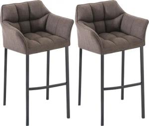 CLP Barhocker 2er Set mit Lehne Damaso, Barstühle gepolstert mit Stoffbezug, Vierfußgestelle aus Metall, Tresenhocker bis 240 kg belastbar