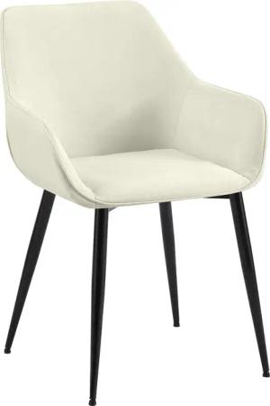 CLP Esszimmerstuhl gepolstert mit Lehne Luena, Küchenstuhl mit Samt oder Stoff, Sessel mit Metallgestell schwarz bis 150 kg belastbar