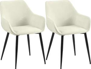 CLP Esszimmerstühle 2er Set gepolstert mit Lehne Luena, Küchenstuhl mit Samt oder Stoff, Sessel Metallgestell schwarz bis 150 kg belastbar