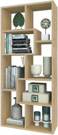 Coemo Standregal SIGMA, Natur 8 versetzte Fächer Holz Standregal 60x25x130 cm Bücherregal