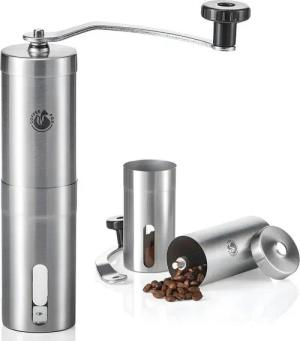 Coffee Fox Kaffeemühle Präzisions-Handkaffeemühle aus Edelstahl–Ideal für Zuhause & unterwegs, Keramik Mahlwerk, Handkaffeemühle