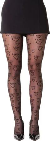 cofi1453 Feinstrumpfhose Damen Strumpfhose Schrift Strumpfhose Muster Optik 40 DEN für Frauen