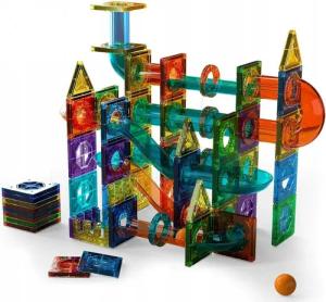 COIL Magnetische Bauklötze, Magnetische Konstruktionsbeläge Magnetspielbausteine, (105 St), Kugelbahn, Kaleidoskop, Verschiedene Formen, Magnetische Teile