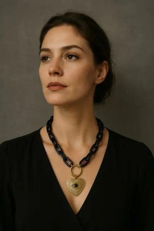 COLLEZIONE ALESSANDRO Kette mit Anhänger Golden Eye, Kurze Gliederkette mit Herzanhänger