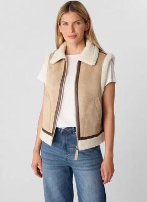 comma Outdoorjacke Outdoor-Weste Weste in Lammfelloptik