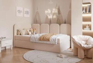 Compleo Boxspringbett Jugendbett DREAMY, Polsterbett mit Bettkasten, 80/90/100/120x200, Kopfteil links oder rechts, Boucle oder Velvet