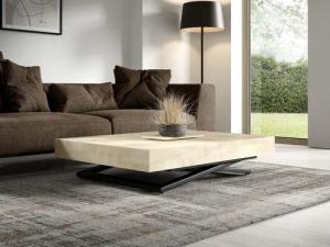 Compleo Couchtisch ausziehbar und höhenverstellbar, Modern Design, 120/200 x 80 x 27-80cm