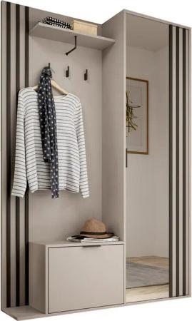 Compleo Garderoben-Set mit Spiegel, Flur Set, (Kleiderbügel, Schuhregal, Schrank), Breite: 131 cm