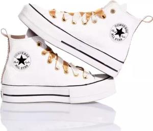 Converse Low-Top Sneaker - White, Gold Platform Sneakers - Gr. 40 (EU) - in Weiß - für Damen