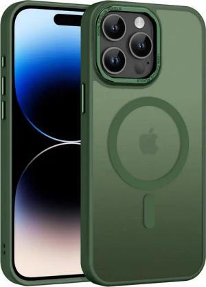 CoolGadget Handyhülle Magnet Hülle für iPhone 14 Pro Max Schutzhülle mit Metall Kamerarahmen 6,7 Zoll, magnetisches Schutzcase Matt Stoßfest kompatibel mit Magsafe Zubehör