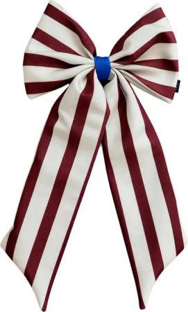 coopz Weihnachtsbaumschleife Schleife Canvas creme/ bordeaux breit gestreift