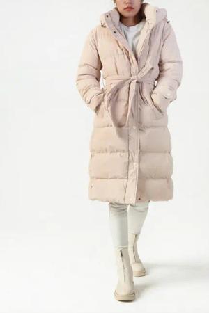 Copperose Langjacke Damen Steppmantel mit Gürtel, Lange Winterjacke mit Kapuze Parka lang Knopfleiste, Reißverschluss