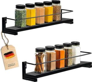 Coradoma Gewürzregal 2er Set für Gewürzgläser Küchen Organizer Gewürzaufbewahrung, Küchenregal Spice Rack 2-tlg., 40x9cm