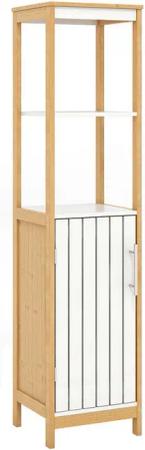 COSTWAY Badkommode Badezimmerschrank, schmal, aus Bambus, 129cm