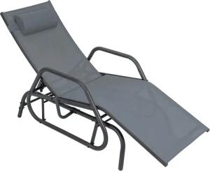 COSTWAY Gartenliege Sonnenliege, 3-fach verstellbar, Schaukelfunktion & Kissen
