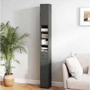 COSTWAY Hochschrank Badschrank schmal, verstellbaren Regal, 20x20x180cm, Weiß