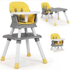 COSTWAY Hochstuhl, 6in1 Kombihochstuhl, Babystuhl, mit Sicherheitsgurt