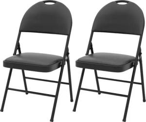 COSTWAY Klappstuhl (2 St), 2er set Gartenstühle, Esszimmertühle gepolstert, 150 kg