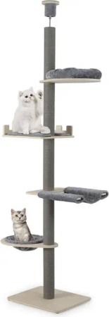 COSTWAY Kratzbaum, 5-stöckiger Katzenbaum, deckenhoch, 236-271 cm, mit Korb