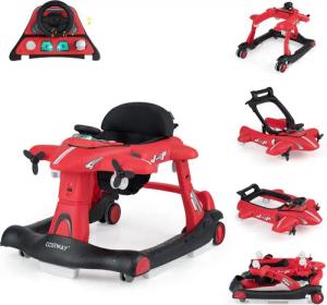 COSTWAY Lauflernhilfe, 6 in 1 mit abnehmbarer Spieluhr, Licht, ab 6 Monaten