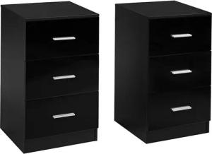 COSTWAY Nachttisch (2-St), mit 3 Schubladen, Büroschrank Beistelltisch 37x34x66,5cm