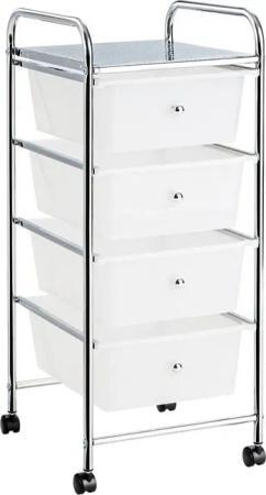 COSTWAY Rollwagen, mit 4 Schubladen und Regal, Metall, Schmal, 37x32x76cm