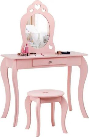 COSTWAY Schminktisch, Kinder, mit Hocker