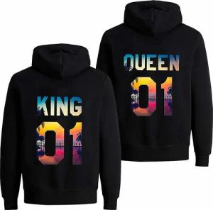 Couples Shop Kapuzenpullover KING & QUEEN Hoodie Pullover für Paare mit modischem Print