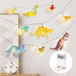 COZY HOME LED-Lichterkette Dino Lichterkette Batterie und Stecker -, 12 LED Figures I Warmweißes LED-Licht I Dino Design I EU-Konformität