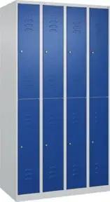 C+P Doppelstock-Spind Classic PLUS, 4 Abteile, 1850x1000x500mm, 7035/5010 Verschluss Zylinderschloss