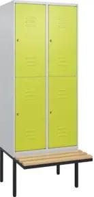 C+P Doppelstock-Spind Classic PLUS, Bank, 2 Abteile, 2120x800x815mm, 7035/0024 Verschluss Zylinderschloss Sitzbanktyp auskragend Material Sitzfläche Buche-Hartholz