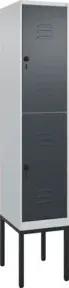C+P Doppelstock-Spind Classic PLUS, Gestell, 1 Abteil, 2120x400x500mm, 7035/7016 Verschluss Sicherheits-Drehriegel Front RAL 7016 Anthrazitgrau
