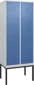 C+P Doppelstock-Spind Classic PLUS, Gestell, 2 Abteile, 2120x800x500mm, 7035/502 Verschluss Zylinderschloss Front RAL 5023 Fernblau