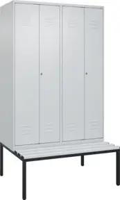 C+P PSA Doppel-Spind Classic PLUS, Bank, 4 Abteile, 2120x1200x815mm, 7035/7035 Verschluss Zylinderschloss Sitzbanktyp untergebaut Material Sitzfläche Kunststoff