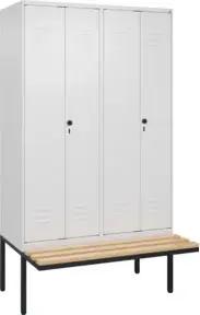 C+P PSA Doppel-Spind Classic PLUS, Bank, 4 Abteile, 2120x1200x815mm, 9016/9016 Verschluss Sicherheits-Drehriegel Sitzbanktyp auskragend Material Sitzfläche Buche-Hartholz