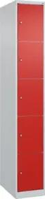 C+P Schließfachschrank Classic PLUS, 1 Abteil, 1850x300x500mm, 7035/3020 Innenhöhe Gefach oben (oberes 365 mm Front RAL 3020 Verkehrsrot