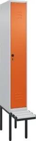 C+P Spind Classic PLUS, Bank, 1 Abteil, 2120x300x815mm, 7035/2004 Verschluss Sicherheits-Drehriegel 3 Garderobenhaken  Dekor Banklatten RAL 7035 Lichtgrau Sitzbanktyp auskragend