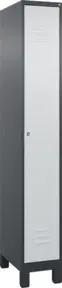 C+P Spind Classic PLUS, Füße, 1 Abteil, 1950x300x500mm, 7016/7035 Verschluss Zylinderschloss 4 Garderobenhaken Trennwand mittig