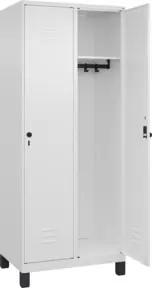 C+P Spind Classic PLUS, Füße, 2 Abteile, 1950x800x500mm, 9016/9016 Verschluss Sicherheits-Drehriegel 4 Garderobenhaken