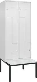 C+P Z-Spind Classic PLUS, Bank, 4 Fächer, 2120x800x815mm, 9016/9016 Verschluss Zylinderschloss Sitzbanktyp untergebaut Material Sitzfläche Kunststoff