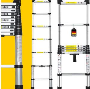 Craftfull Teleskopleiter Alu Leiter CF-101B - 3 J. Garantie - 2 - 4.4 m - Soft-Close-Funktion (Teleskopleiter, Aluleiter, Klappleiter, Mehrzweckleiter, ausziehbare Leiter, Haushaltsleiter, Handwerkerleiter, Aluminium Teleskopleiter, höhenverstellbare Leit