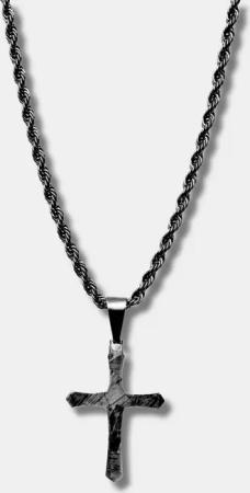CRBNCNCPT Kette mit Anhänger Carbon Kreuz Anhänger mit Edelstahl Kette, Cross Herren Halskette