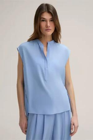 Crepe-Blusen-Top ohne Arm in Hellblau