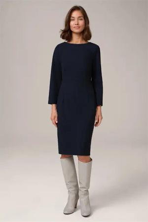 Crêpe-Etui-Kleid in Navy