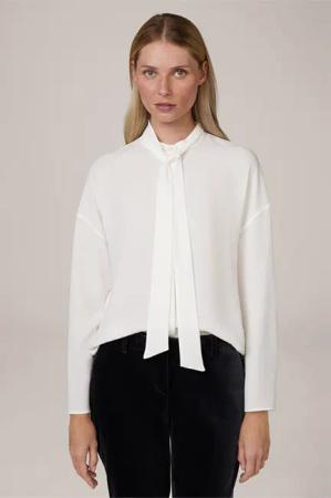 Crêpe-Schluppenbluse in Ecru