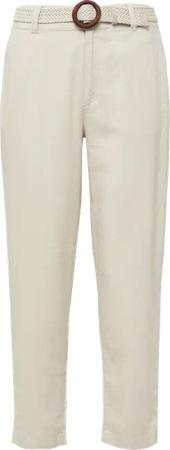 Cropped Chino aus Leinenmix mit geflochtenem Gürtel