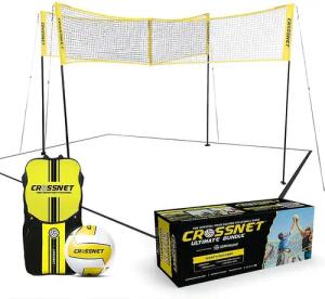 Crossnet Ultimate Set – Volleyballnetz für Einzel- & Doppelspiel – 4-Feld